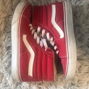 Red sk8 hi top vans